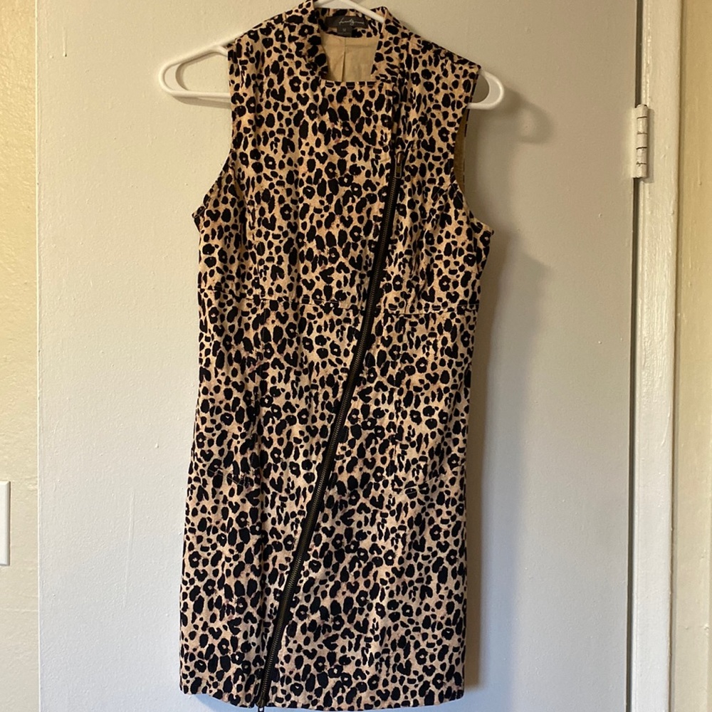 Forever 21 cheetah print front zip dress, size M